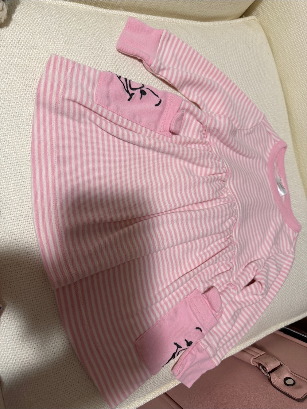 Disney Pink and White Striped Long-Sleeve Dress